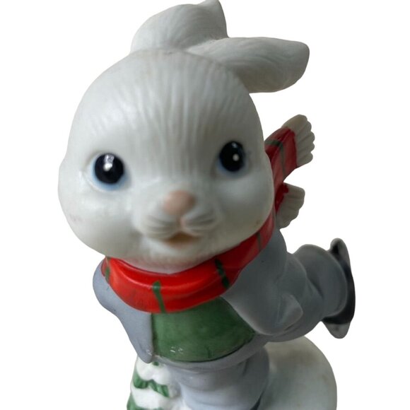 Homco Ceramic Christmas Ornament Ice Skating Rabbit Figurine Decoration u - Picture 4 of 5